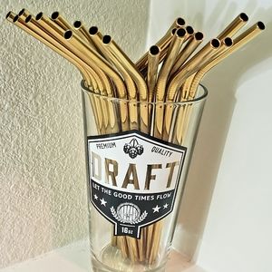 40 piece gold stainless steel straws